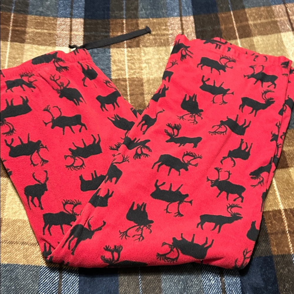 Croft & Barrow Red and Black Reindeer Sweatpants